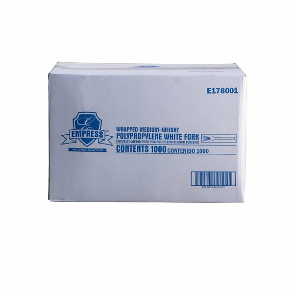 Empress Medium Weight Fork Polypro White Wrapped Dense Pack, 1000PK E178001